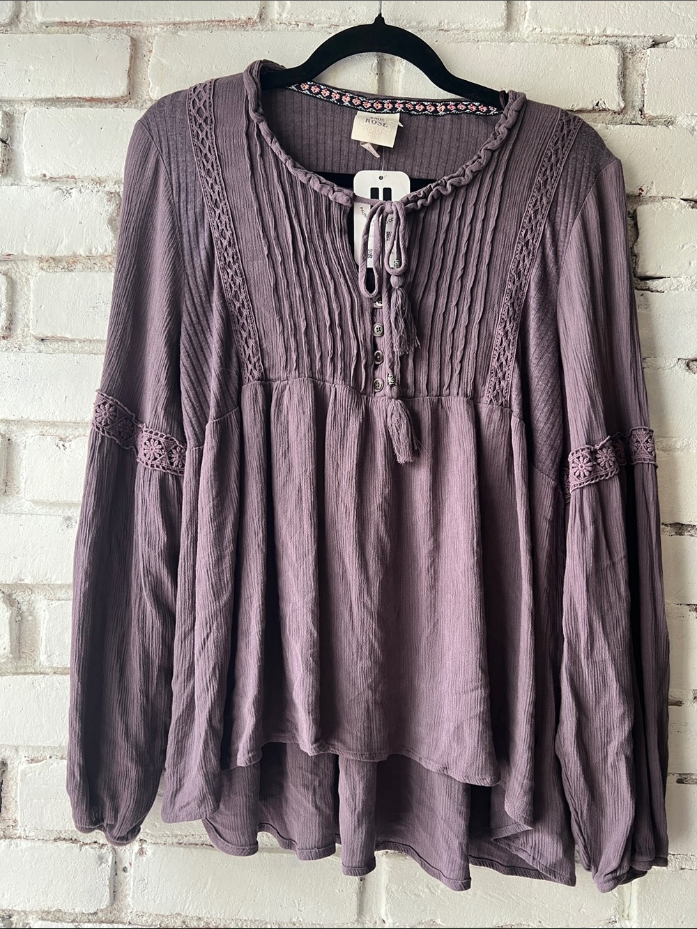 Knox Rose Mauve Lavender Peasant Tunic Top